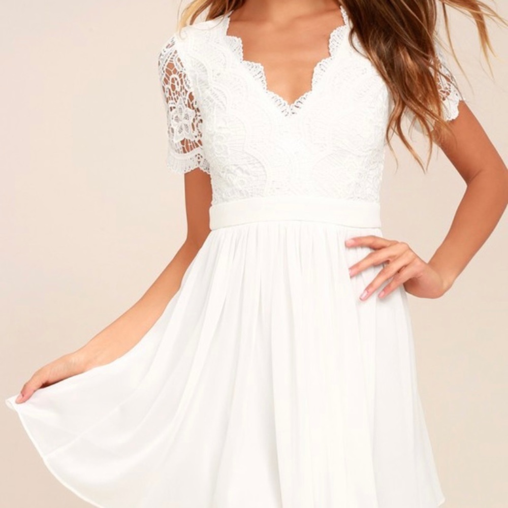 Lulus “Angel in Disguise” White lace dress